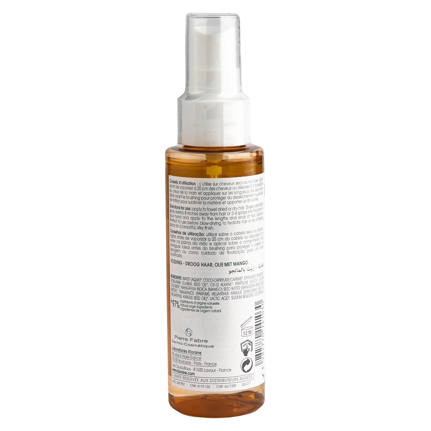 KLORANE Nourishing -Dry Hair Mango Oil 125ML