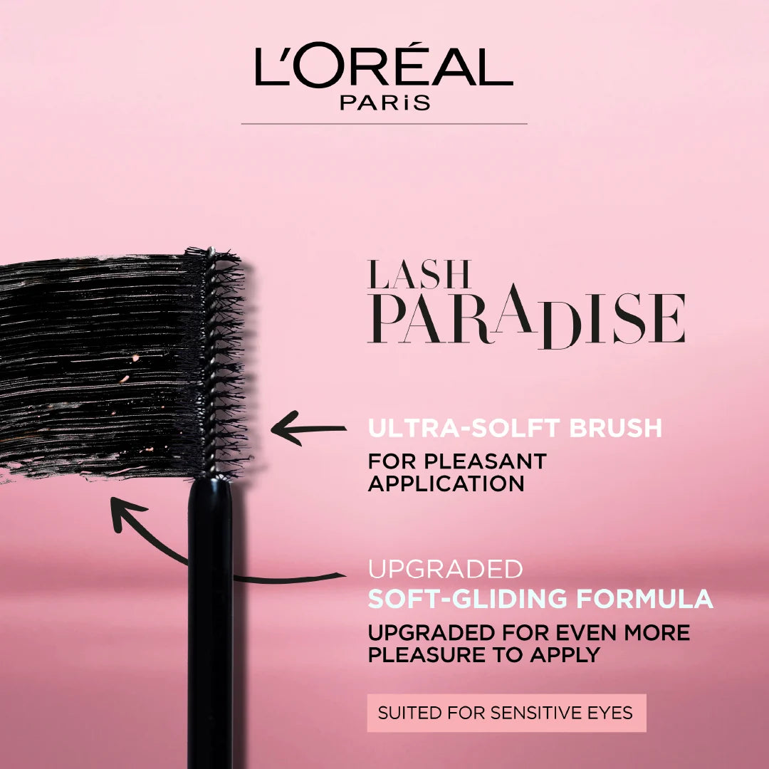 L'Oréal Paris Lash Paradise 24 Hour, Volumizing and Lengthening Black Mascara- Washable