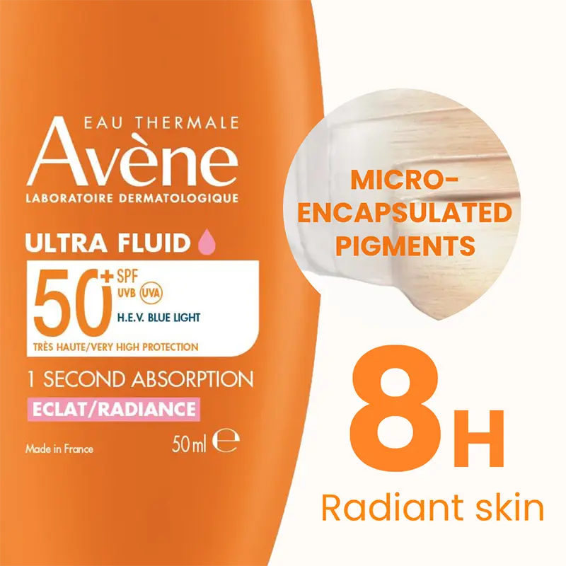 Ultra Fluid Éclat Radiance SPF50+ Sunscreen | Ultra Light Hydrating Micropigments Tinted Sunscreen