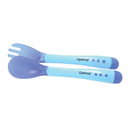 Optimal Flexible Silicone Spoon & Fork (4m+)