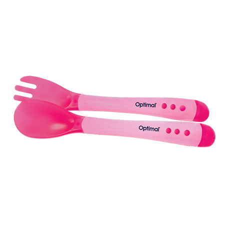 Optimal Flexible Silicone Spoon & Fork (4m+)