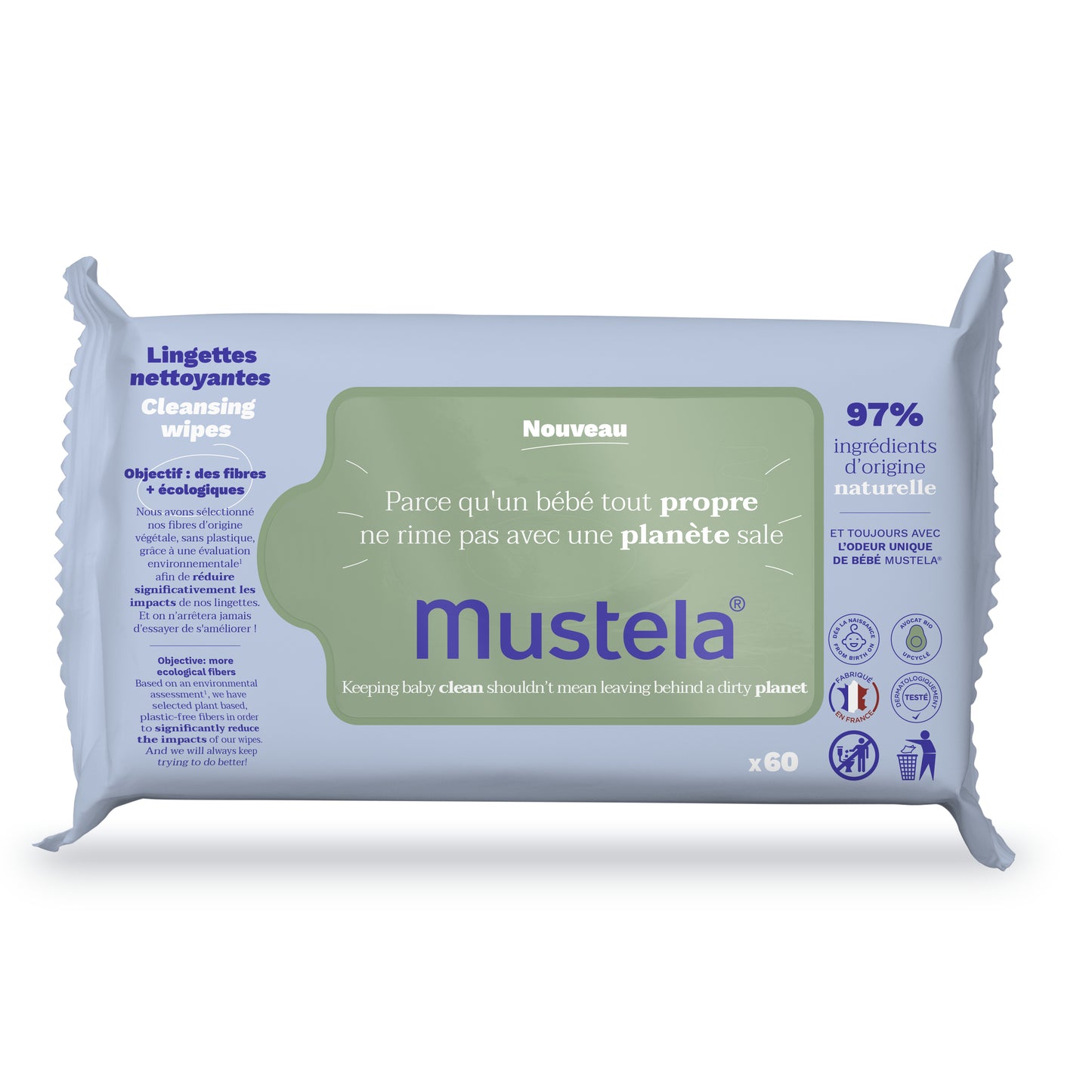 Mustela Cleansing Wipes x60 (DELICATELY FRAGRANCED) Mustela .