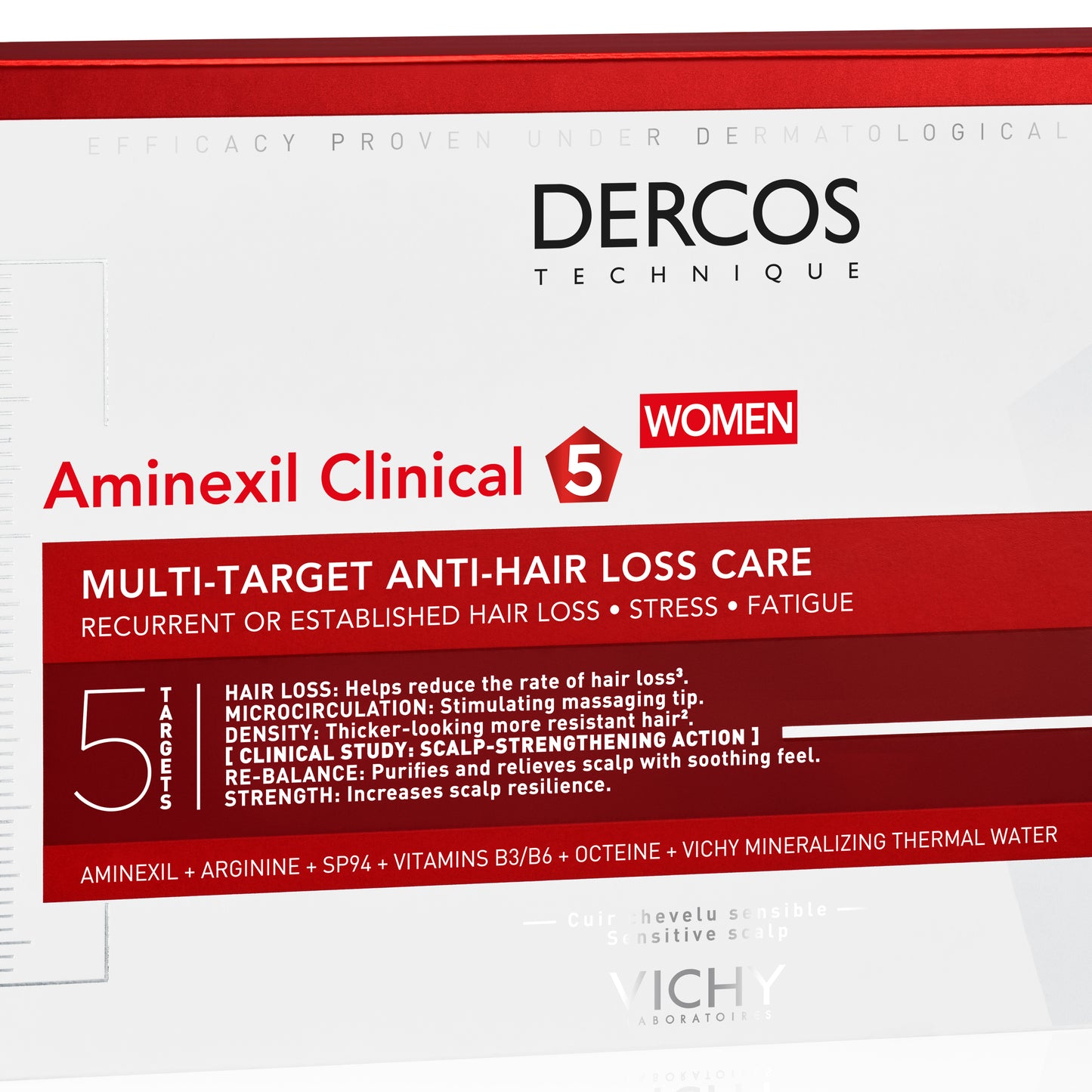 Vichy Dercos Aminexil Clinical 5 Anti-Hair Fall Treatment for Women x21 Doses 6ml