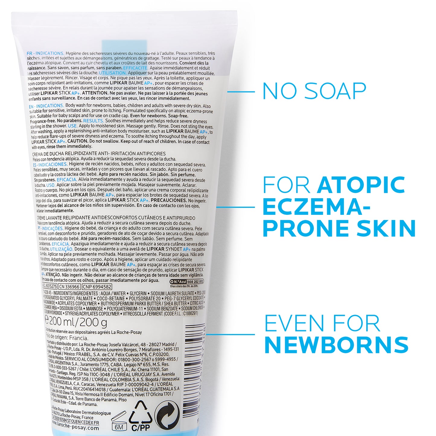 La Roche-Posay Lipikar Syndet AP+ Body Wash for Eczema Prone Skin 200ml La Roche Posay .