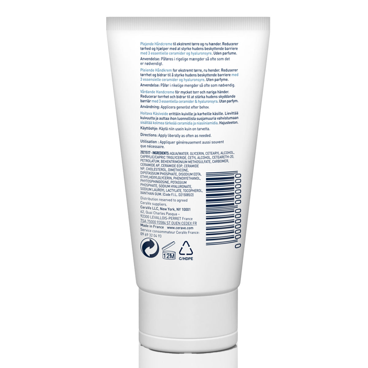 Cerave Therapeutic Hand Cream for Dry Cracked Hands With Hyaluronic Acid 50Ml Cerave .