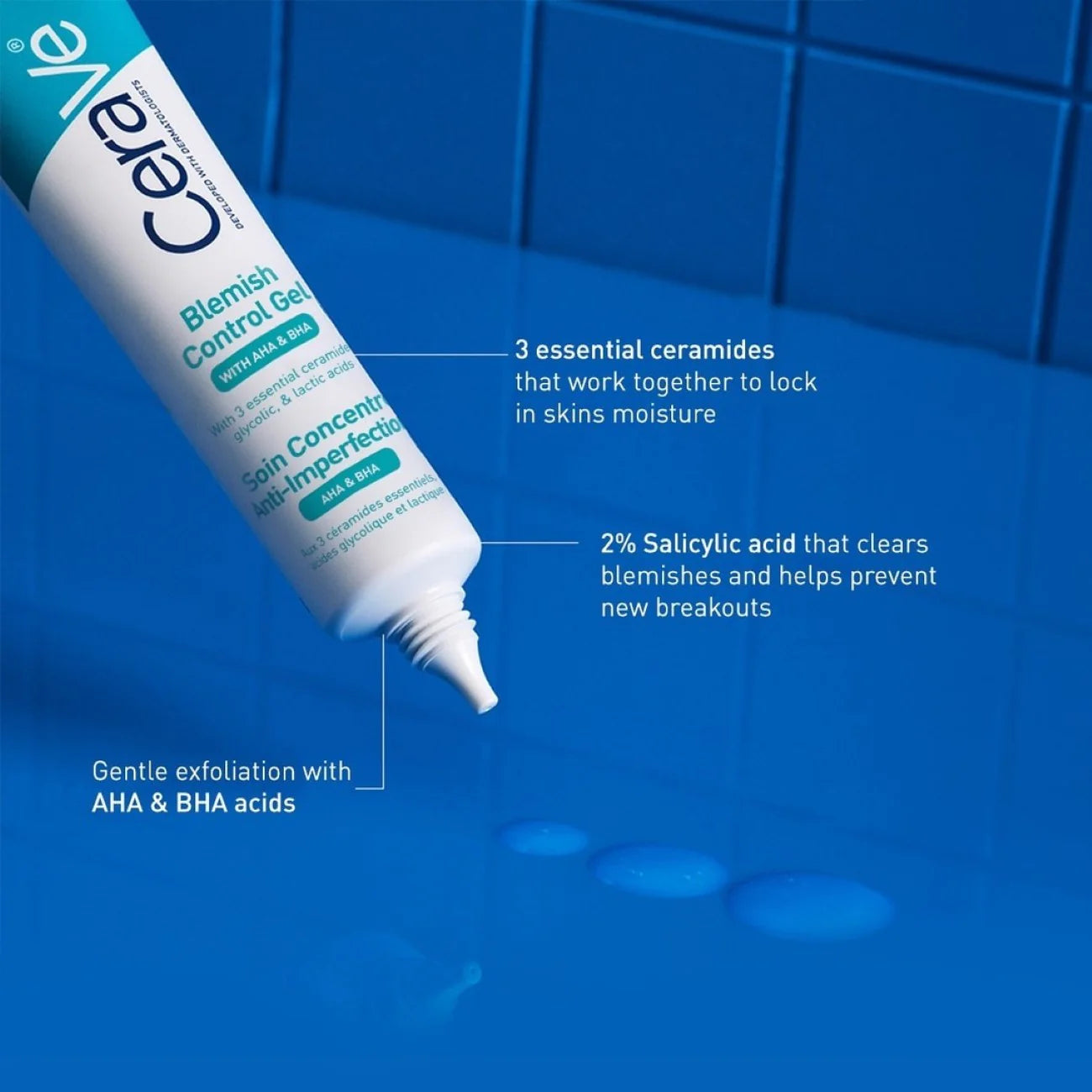 CeraVe Blemish Control Gel Facial Moisturizer For Acne & Blemishes with Glycolic Acid and Lactic Acid AHA/BHA