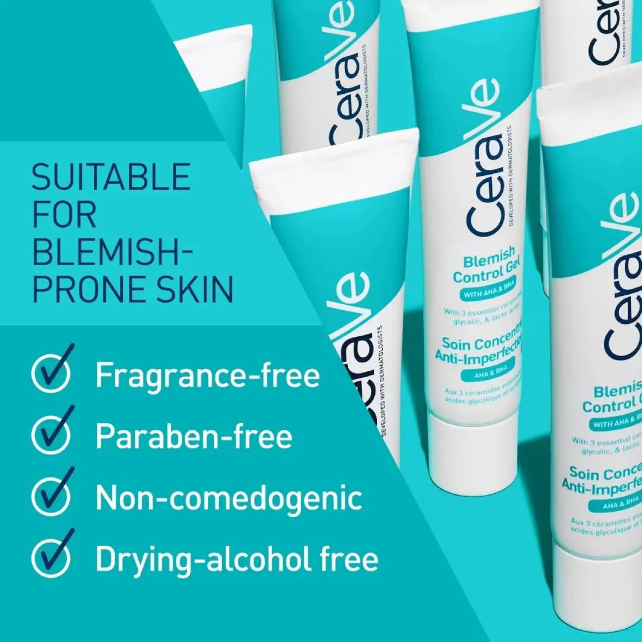 CeraVe Blemish Control Gel Facial Moisturizer For Acne & Blemishes with Glycolic Acid and Lactic Acid AHA/BHA