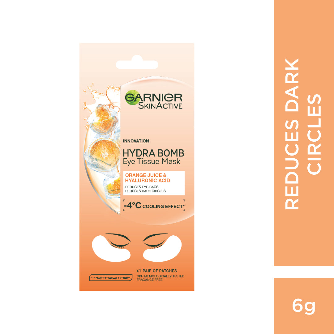 Garnier Hydra Bomb Eye Tissue Mask Hyaluronic Acid and Orange Juice