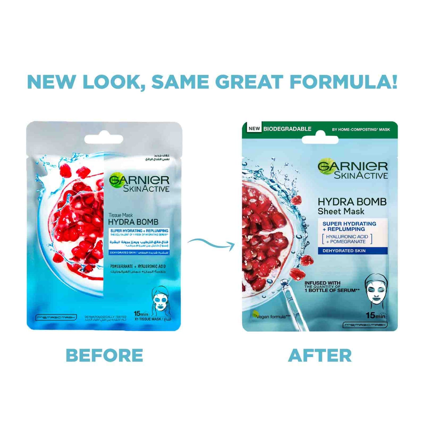 Garnier Hydra Bomb Pomegranate Super-Hydrating & Replumping Tissue Mask for Dehydrated Skin