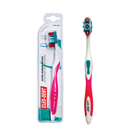 Cleo-Dent Extra Rubber Wings Toothbrush (Maxi Clean) -Soft