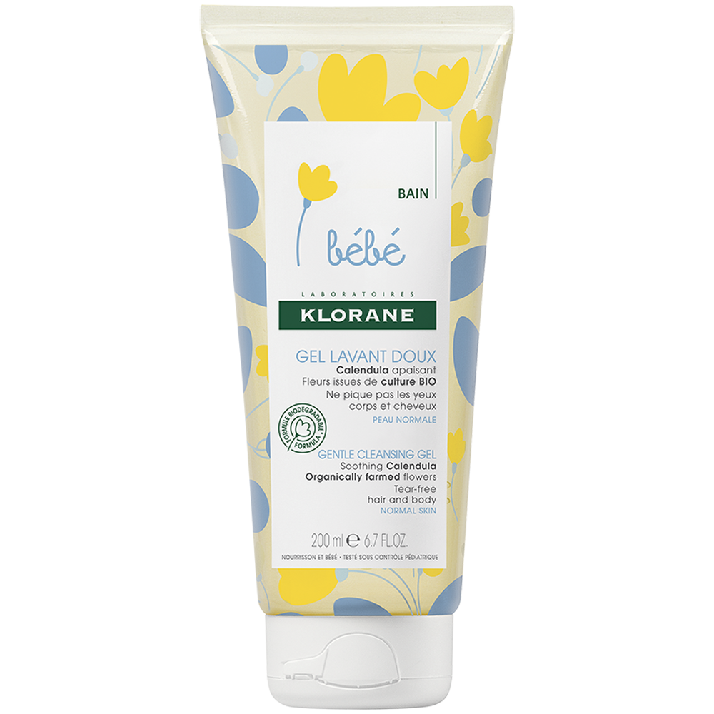 KLORANE Bébé Gentle Cleansing Gel with Soothing Calendula from Organically Farmed Flowers - Normal Skin