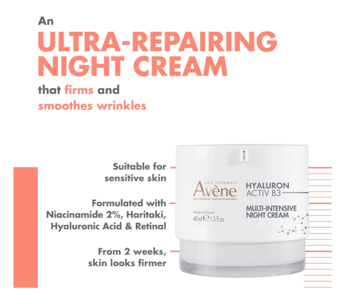 AVÈNE HYALURON ACTIV B3 Multi intensive Night Cream 40 ml