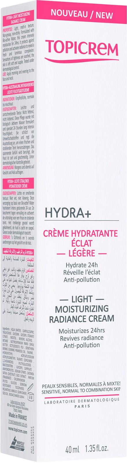 Topicrem Hydra+ Light Moisturizing Radiance Cream 40ml